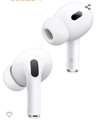 Apple AirPods Pro (2nd Generation) Wireless Ear Buds with USB-C Charging, Up to 2X More Active Noise Cancelling Bluetooth Headphones, Transparency Mode, Adaptive Audio, Personalized Spatial Audio