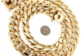 1.5 Kilo = 3.30 Pounds: Miami Cuban Link Solid 14K Yellow Gold Necklace for Men !
