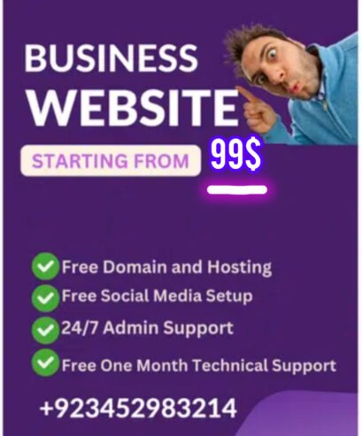 Website design and development with free logo, domain and hosting