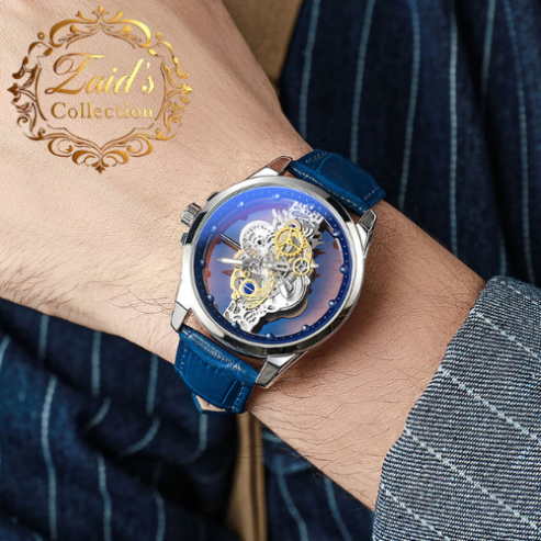 Luxury Gold Skeleton Waterproof Leather Watch for Men – Custom Quartz Orologio Uomo Relojes De Cuarzo