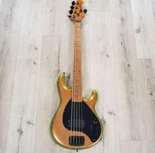 Emie Ball Music Man StingRay DarkRay 5 5-String Bass, Maple Fretboard, Gold Bar.